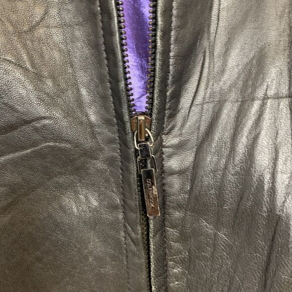 ColeBrook & Co Women’s Small Black Leather Jacket Motorcycle Slip Pockets Zip Up - Picture 6 of 7